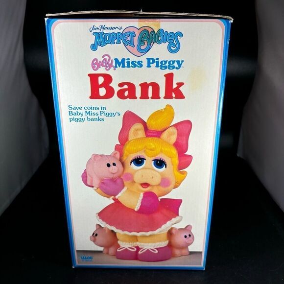 Vintage Jim Hensons Muppet Babies Miss Piggy 1989 Vinyl Piggy Bank Toy New NIB - Picture 5 of 8